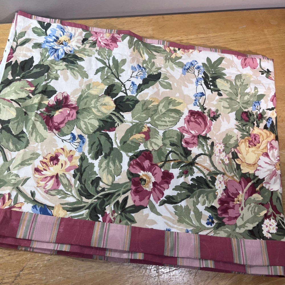Persnickety Window Valance 100x20 Multi Floral Vtg Cottagecore Lined Striped